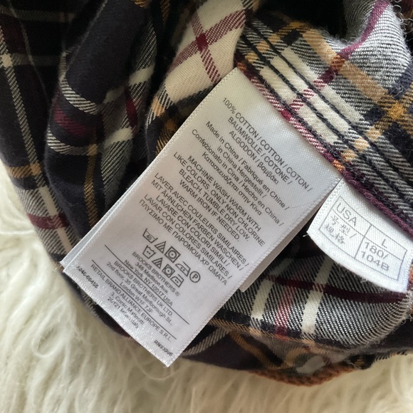 Brooks Brothers Red Fleece Plaid Shirt Corduroy Collar Pockets - Picture 5 of 6